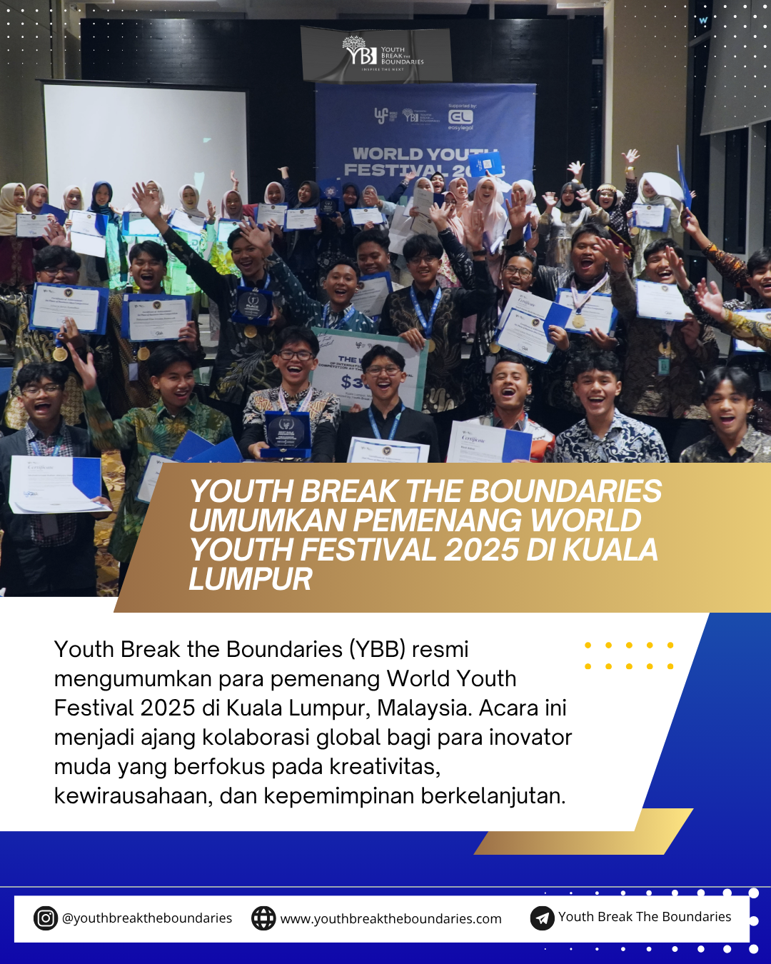 Youth Break the Boundaries Umumkan Pemenang World Youth Festival 2025 di Kuala Lumpur